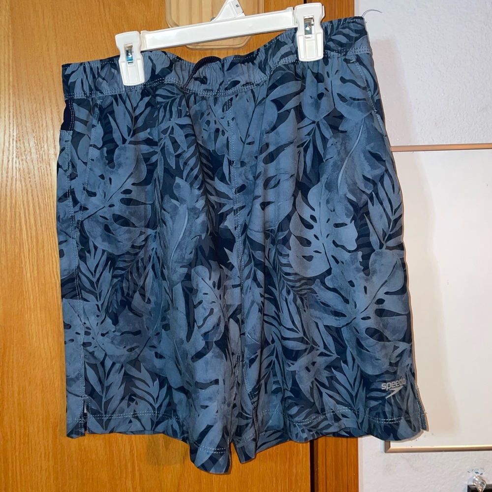 Blue Palm Swim Trunks